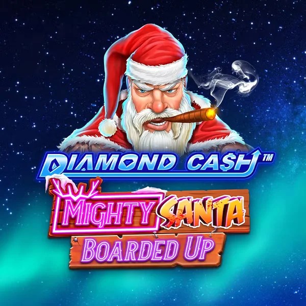 Diamond Cash Mighty Santa Boarded Up by Greentube, showcased at rollxo-casino.ca – game logo
